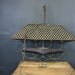 Antique Wrought Iron and Wood Chandelier Lighting / Folk Art
