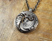 Steampunk Necklace Vintage 1902 Pocket Watch Movement Reversible Necklace - Gears - Valentines Day - Mothers Day - Anniversaries