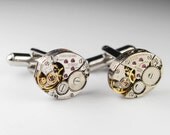 Steampunk Cufflinks Girard Perregaux - RARE - Silver - Luxury Watch Movement Mens Gear Cuff Links by Steampunk Vintage Design
