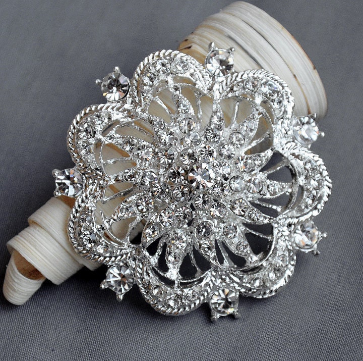 10 Rhinestone Brooch Embellishment Crystal Pearl Wedding Brooch Bouquet Cake Decoration Hair Comb Shoe Clip BR072