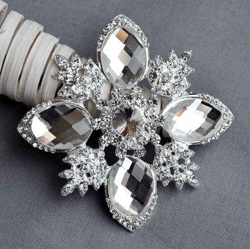 Rhinestone Brooch Embellishment Crystal Pearl Wedding Brooch Bouquet Cake Decoration Hair Comb Shoe Clip BR275