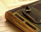 Leather Journal, Notebook, Diary with Vintage Drawer Handle, Brown Leather and Dyed Old Paper - Granny's Closet