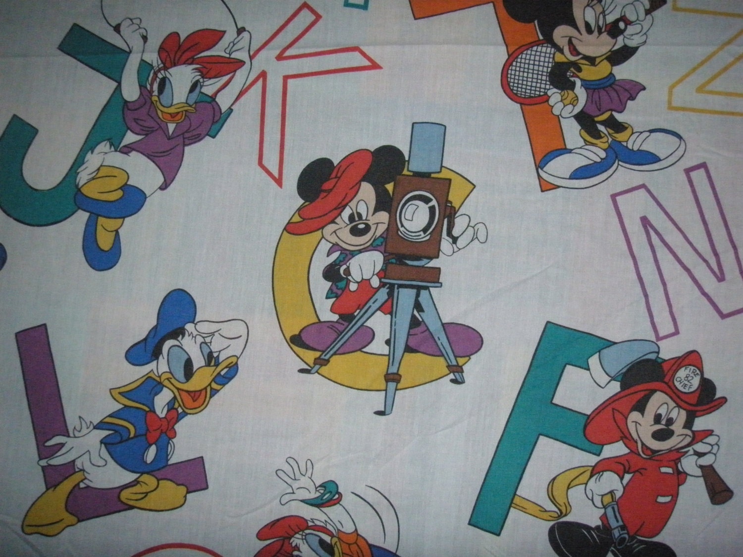 Minnie and Mickey Mouse Alphabet TWIN FITTED Sheet - Reclaimed Bed Linens