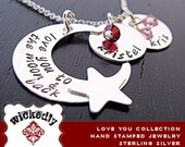 Mother Jewelry - Personalized Necklace - COCO mother necklace with moon and two discs and crystals