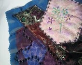 Spring Among the Blues Art Quilt - Textile art, mini quilt, quilting art, wall decor, wall hanging