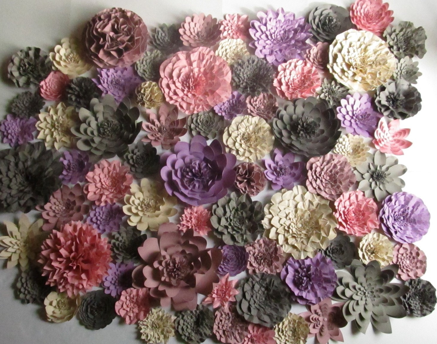 Weddings Huge lot of paper flowers for Photo backdrop Colors of your Choice