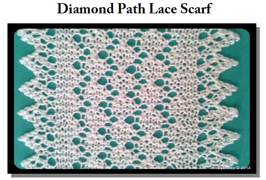 Knitted Lace Scarf Cowl and Mobius pattern Diamond Path PDF
