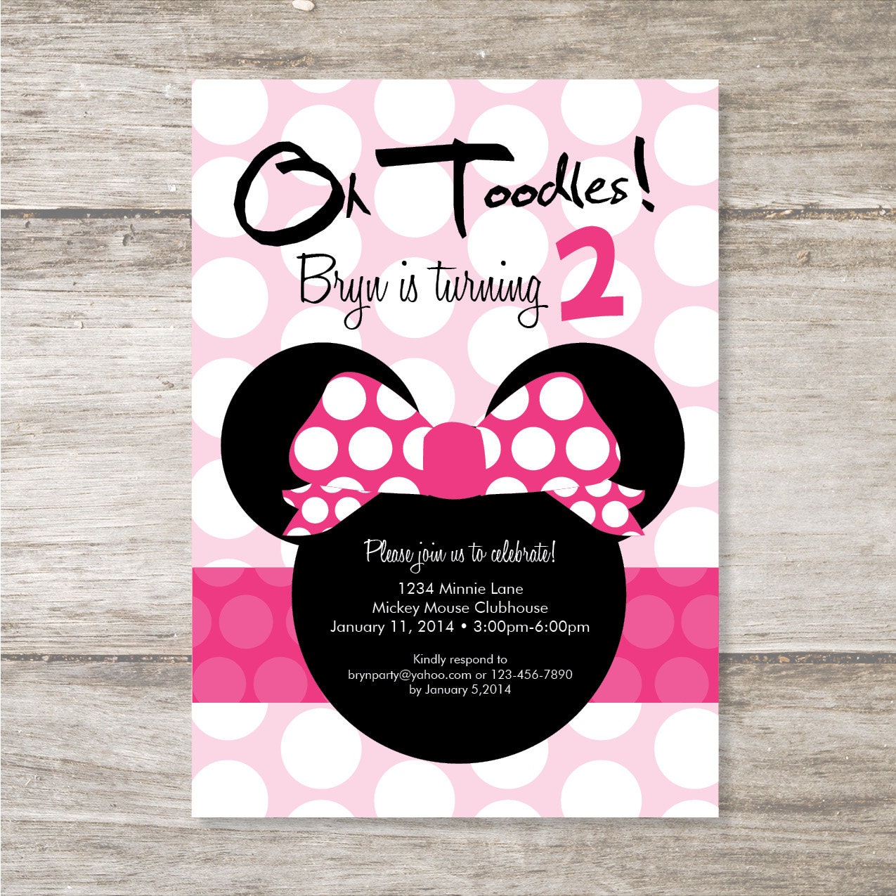 Minnie Mouse Birthday Party Invitation - Set of 15