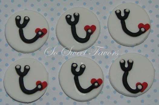 Fondant edible cupcake toppers - Stethoscope Nurse Doctor