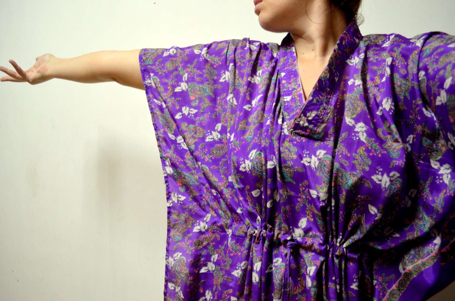 Japanese Style Silk Kaftan -Loungewear, Silk Robe, Caftan, Spa, beachwear, make great Anniversary or Birthday gift