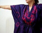 Purple tie dye Silk Kaftan -Loungewear, Silk Robe, Caftan, Spa,  beachwear, make great Anniversary or Birthday gift