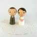 Brunette Bride and Groom Wedding Cake Toppers