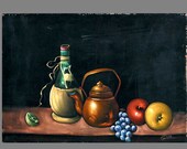 Vintage Large Midcentury Velvet Still Life Painting
