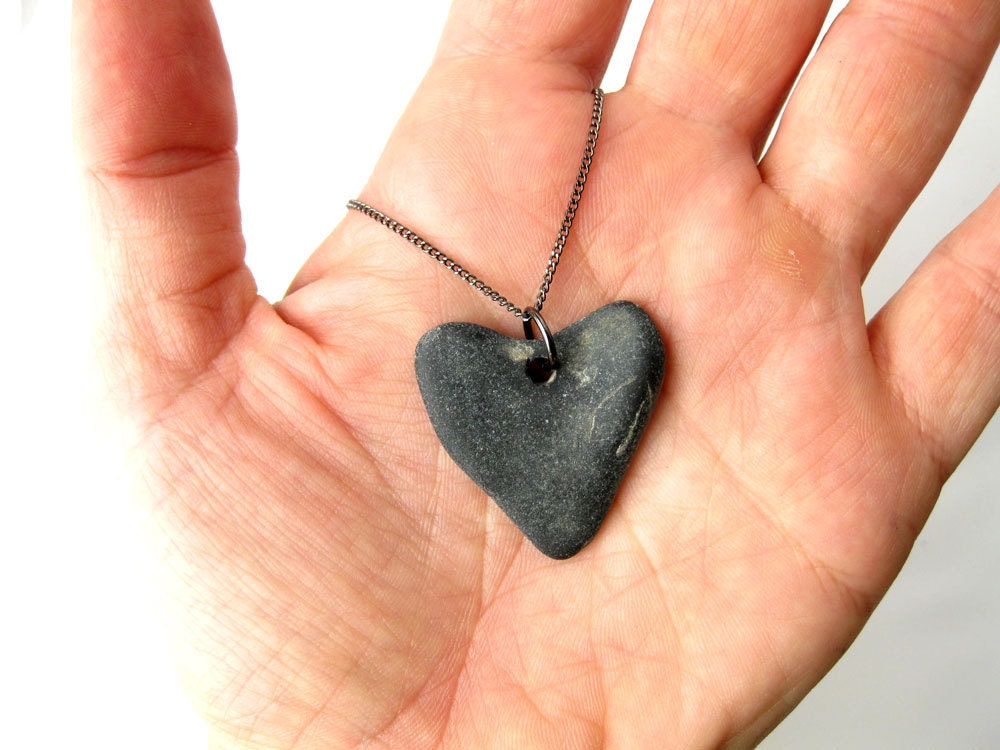 Natural Valentine's Day Necklace - stone jewelry handmade from a naturally occurring heart stone. 1492