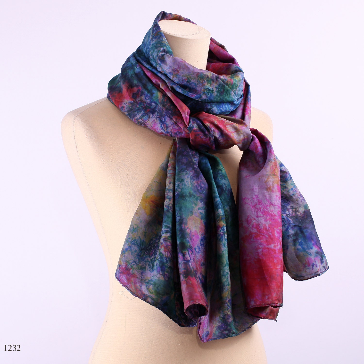 Tie Dye Silk Scarf / Extra Large Galaxy Print Scarf / Wrap