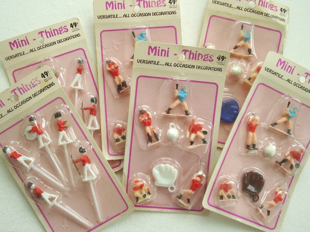 Vintage cake toppers, baseball cake toppers,Marching Band cake decoration, 1980s store stock