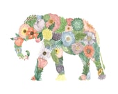 elephlower - 8.5x11 watercolor painting print