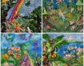 Fairy  tales. Pictures for children, 4 post cards with prints of my original needle felted tapestries Waldorf education