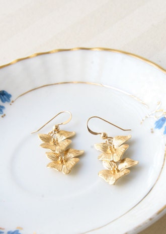 Grecian jewelry grecian earrings Gold Flowers earrings - spring wedding