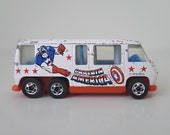 Vintage Hot Wheels Captain America GMC Motor Home, 1970s Toy Car / Van - Marvel, for him, diecast, kids toy, superhero, comic hero