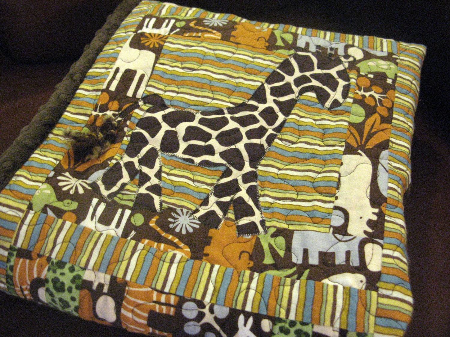 Baby Quilt Made To Order Chocolate Brown Green Orange