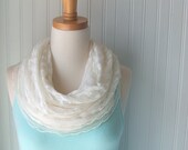 Ivory Pearl Lace Infinity Scarf - Ultra Soft Circle Loop Cowl - Spring and Summer Fashion