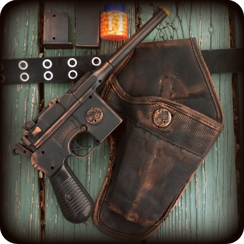 Steampunk Gun pistol Star Wars Han SOLO Airsoft Spring BB mauser broomhandle c96 Gun-HOLSTER-Belt