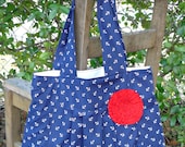 Pleated "Anchors Aweigh" Navy blue purse with red rosette