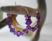 Amethyst Hoops, Purple Crystal Beaded Lavender Boho Earrings, Lilac Gypsy Woman Bohemian Jewelry