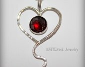 Necklace - Valentine Heart Red Garnet Sterling Silver