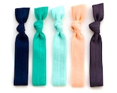 The Harlow Package - 5 Emerald Green Neutral Spring Elastic Solid Color Hair Ties that Double as Bracelets by Mane Message on Etsy