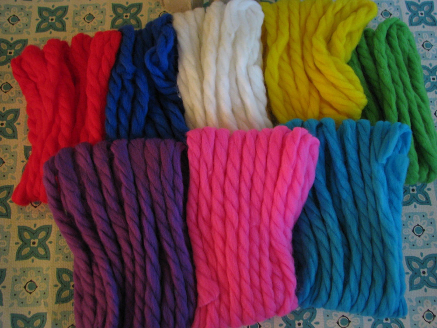 Vintage Yards and Yards of Colorful Thick Yarn