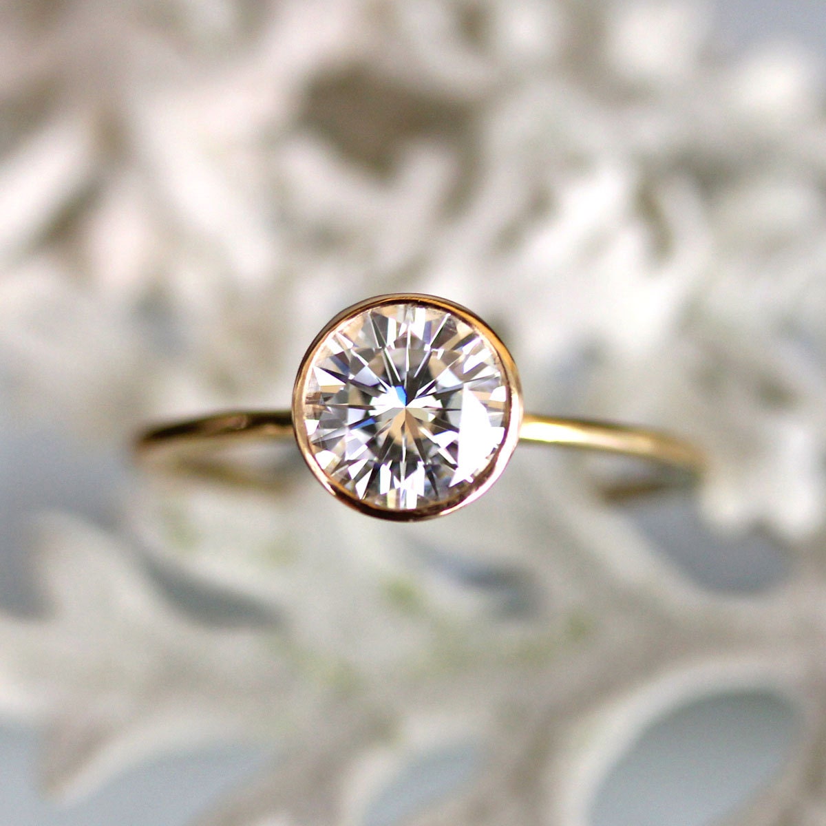 6.5mm Forever Brilliant Moissanite Engagement Ring In 14K Gold - Made To Order