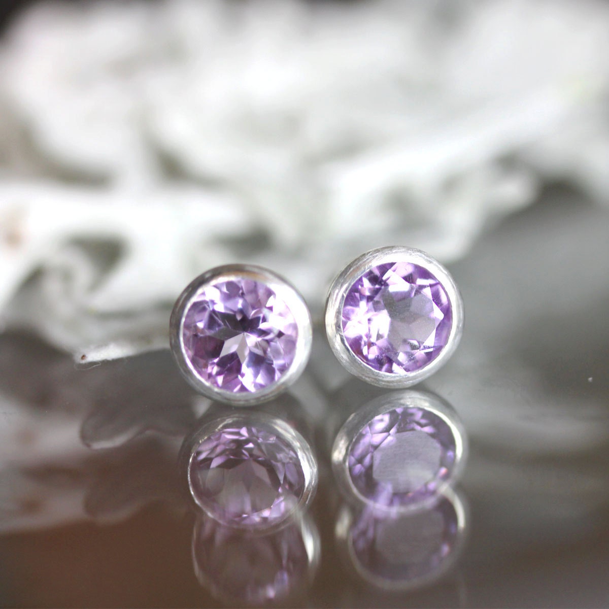 Rose De France amethyst NIckel Free Studs - Made to Order