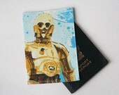 Passport Cover, Fabric Passport Cover, C3PO from Starwars, Handmade by Knotted Nest on Etsy