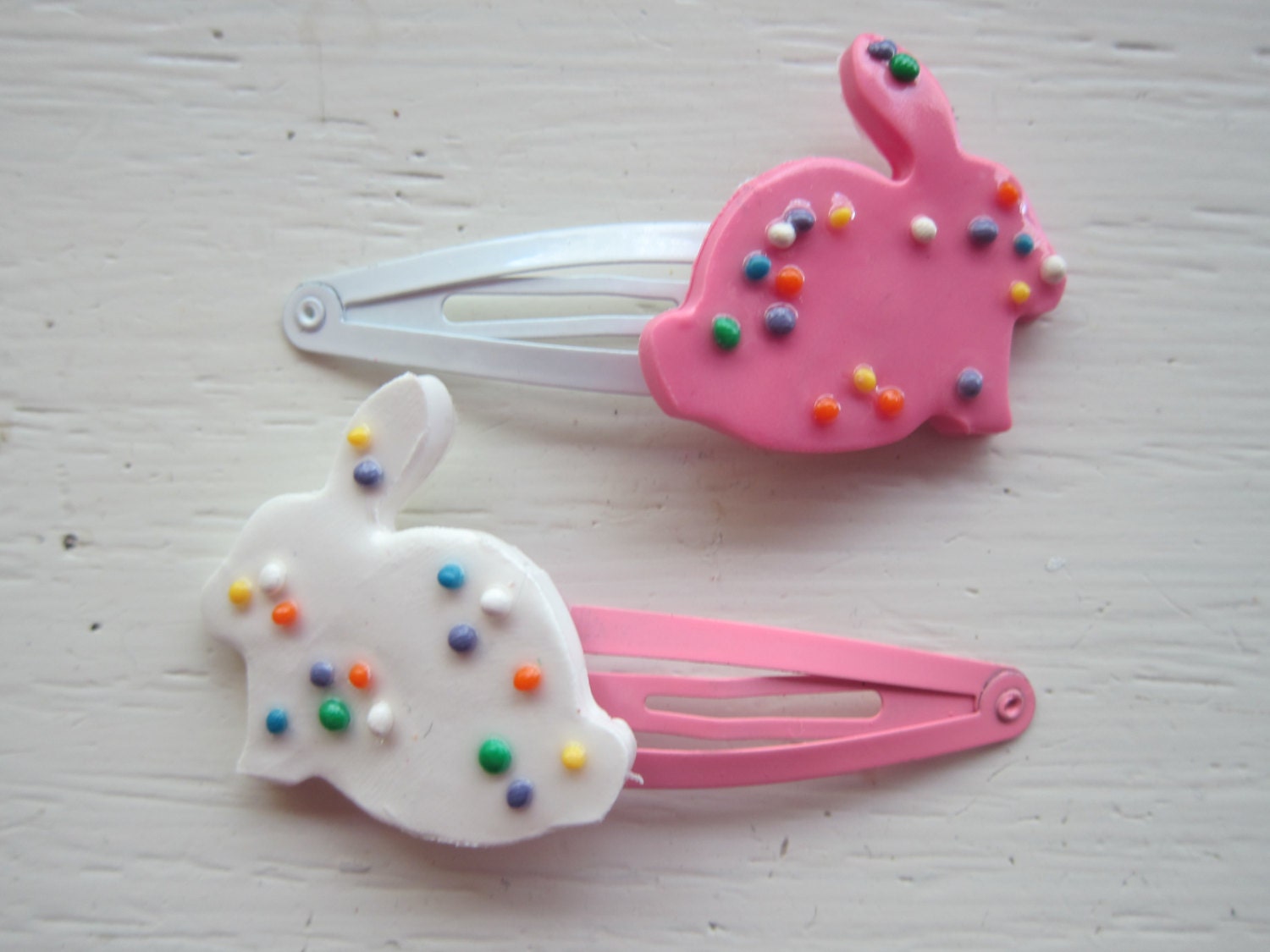 Bunny Cookie Polymer Clay Hair Clip Set