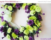 25% Off Summer Wreaths-Purple and Green Summer Daisy Wreath, Summer Door Wreath, Door Wreath