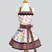 Ruffled Retro Apron . Sexy Womens Apron in Charcoal and Coral Dots and Florals Handmade Full Kitchen Apron