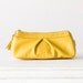 Yellow Leather cosmetic bag   ,  leather makeup bag
