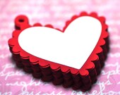 25 Paper Tags: Scallop Heart Gift Tags 2.5" - Valentine's Day