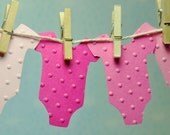 50 Onesie Diecuts - Baby Girl - Baby Shower Decoration - Embossed Polka Dots
