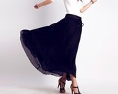 Black chiffon maxi skirt (0178)
