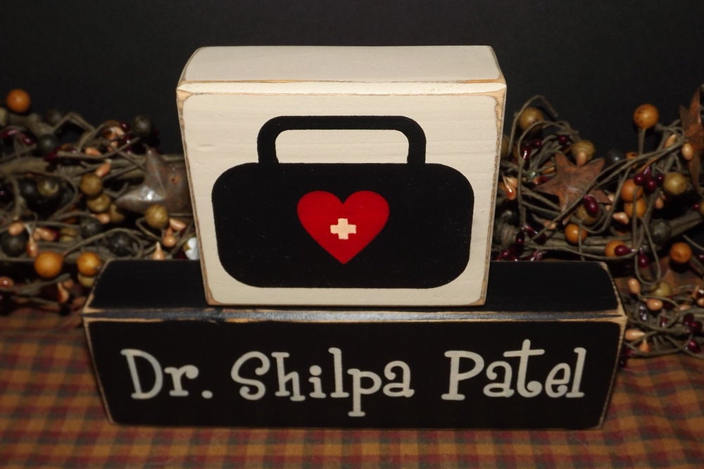 Medical Bag MD Custom Personalized primitive wood blocks