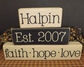 Custom Personalized Family Name Primitive Wood Blocks