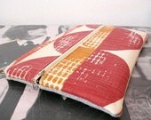 Tangerine and Cranberry Large Zipper Clutch  Double Zipper Clutch