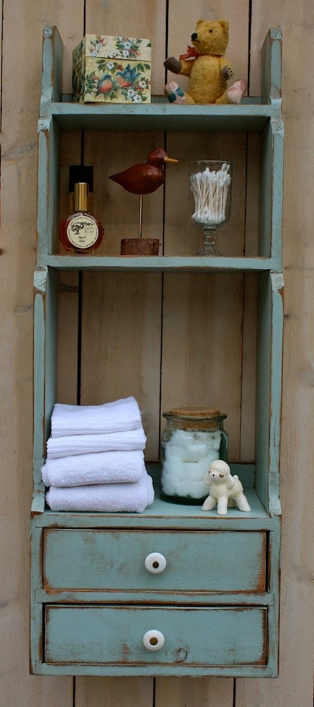 Wood Furniture Storage - Shelf - Shabby - Cottage Chic Decor - Bathroom - Kitchen - Bookshelving