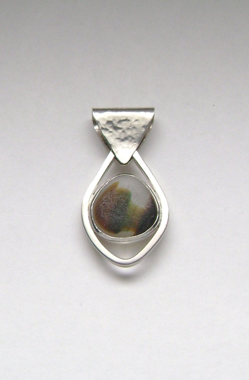 Sea Glass Jewelry - Sterling Rare Victorian English Sea Glass Pendant