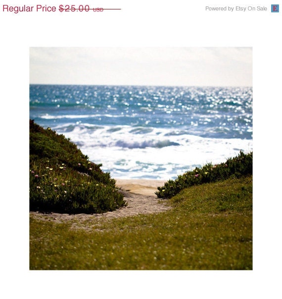 ON SALE Beach Photo California Summer Beach Decor Coastline Seascape Seaside Ocean Wave Art - I Will Follow (8x8)