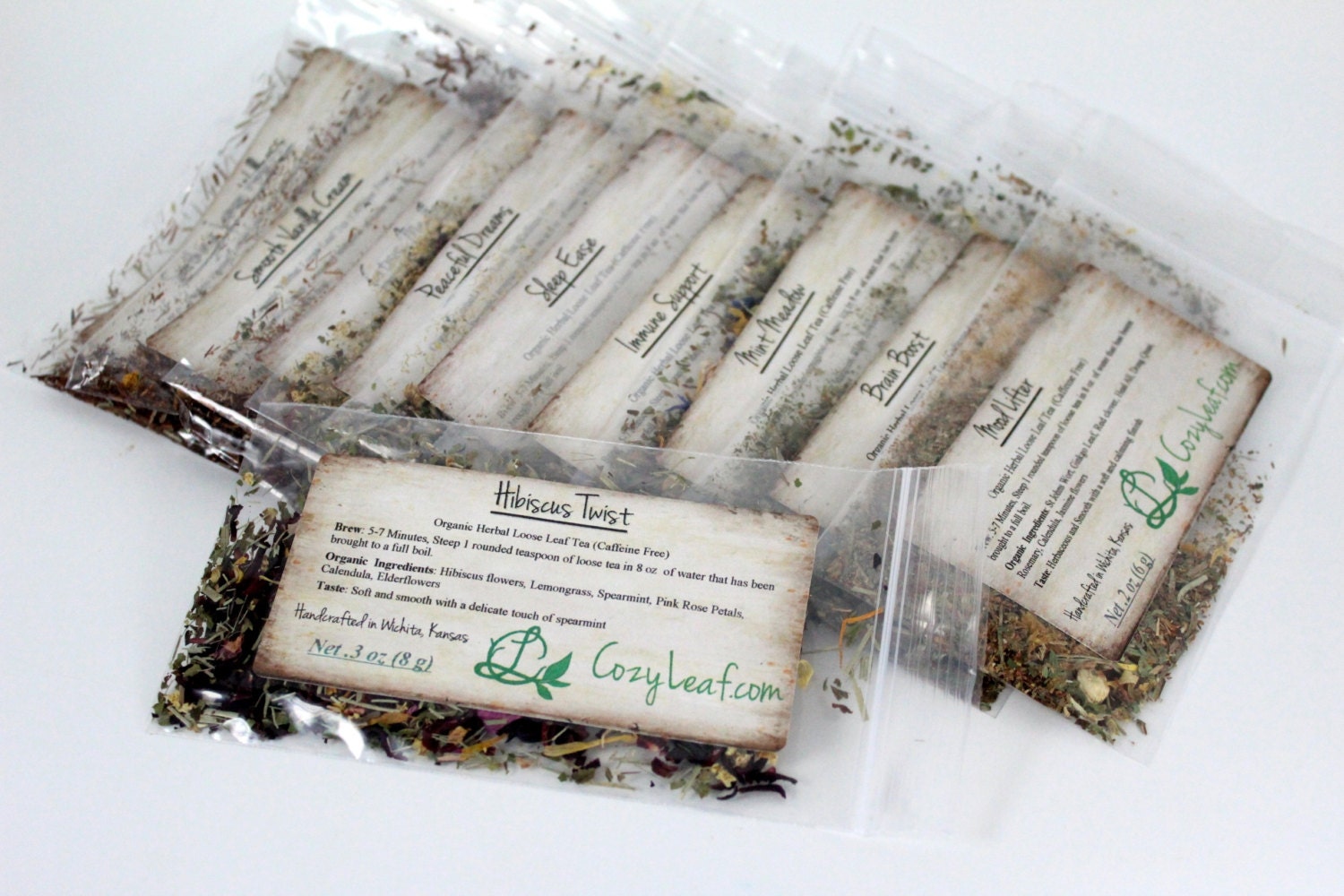 Samples Set of 4 Cozy Leaf loose leaf artisan tea You Pick