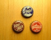 Vintage soda pop 1940s bottle caps cork lined grape root beer strawberry